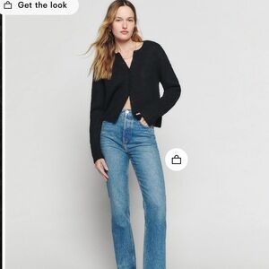 Reformation Clara Crew Cardigan - black - size small